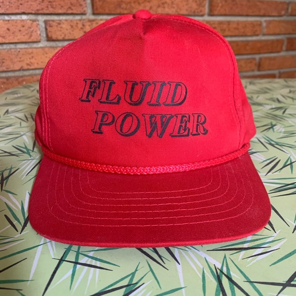 Vintage Other - Vintage 90’s Fluid Power Snapback Red Black Hat
